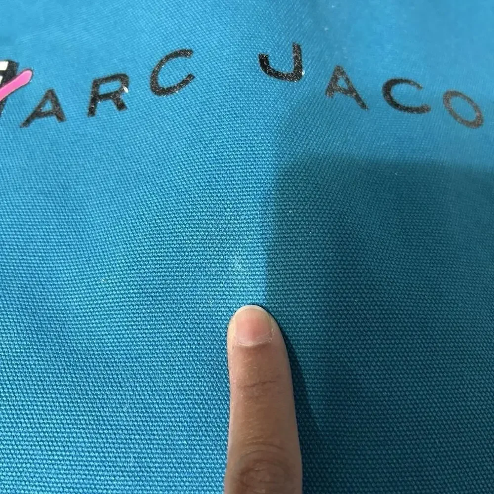 Marc Jacobs x MTV Blue Canvas Tote Bag - Used Stylish Graphic Logo Shopper Bag - Picture 8 of 8